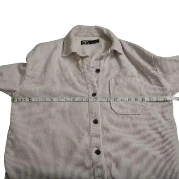 Zara Corduroy Oversized Loose Shirt Shacket Ivory Cream Long Sleeve Size  Small - Picture 12 of 13